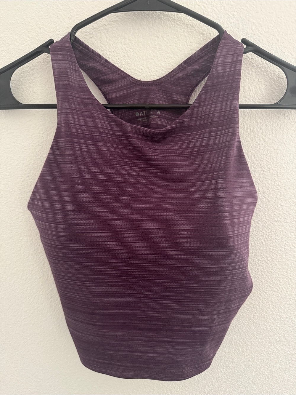 Athleta Purple Striped Racerback Tank Top with built in bra removable cups